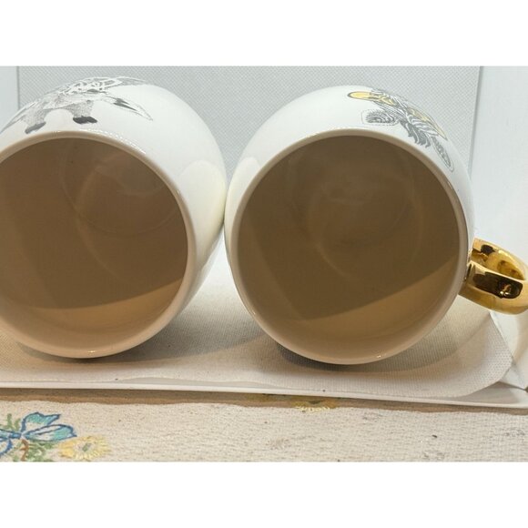 Pier 1 Book Club Giraffe Mugs Clothed Animal Gold Handled Coffee Cups Fine Chin - Picture 4 of 8